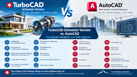 TurboCAD Schweizer Version vs. AutoCAD: Detaillierter Vergleich von CAD-Software
